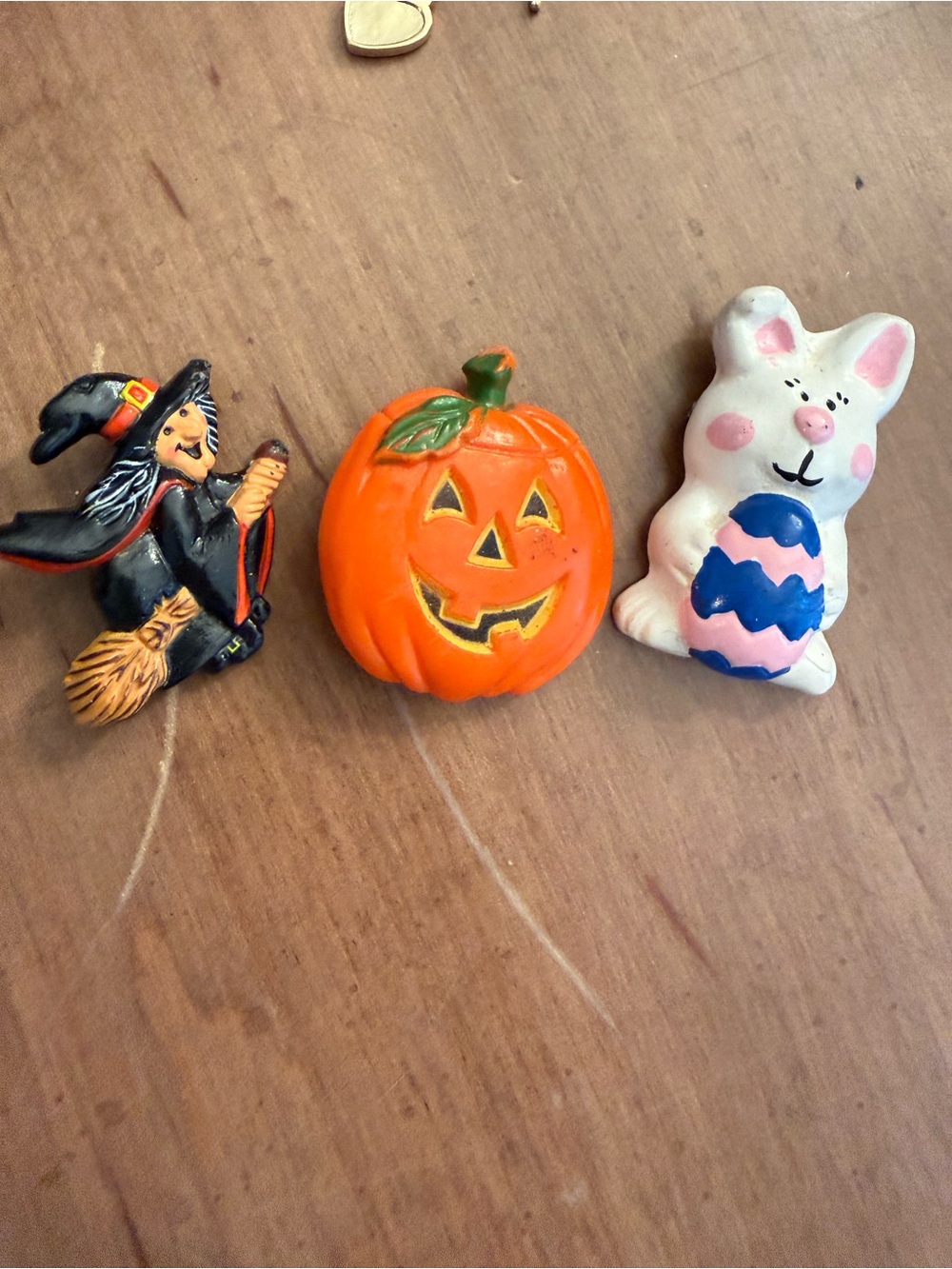 Vintage Avon Halloween & Easter Pin Set - Pumpkin, Witch, Bunny